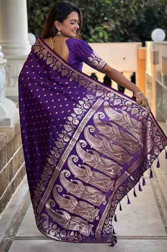 soft litchi art silk banarasi art silk jacquard saree (banarasi-9-purple)