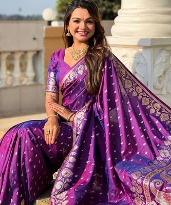 soft litchi art silk banarasi art silk jacquard saree (banarasi-9-purple) 4
