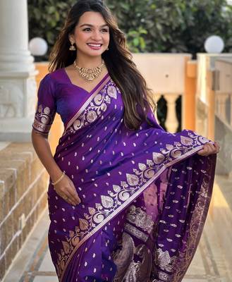 soft litchi art silk banarasi art silk jacquard saree (banarasi-9-purple) 5