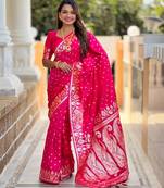 soft litchi art silk banarasi art silk jacquard saree (banarasi-9-rani-pink)