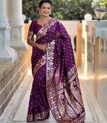 soft litchi art silk banarasi art silk jacquard saree (banarasi-9-wine)
