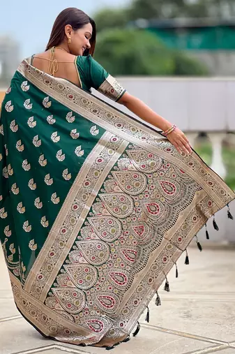 soft litchi art silk banarasi art silk jacquard saree (banarasi-15-b-green)