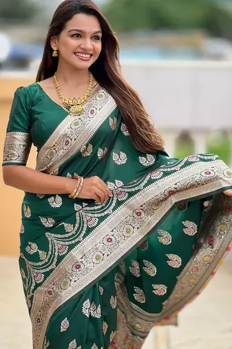 soft litchi art silk banarasi art silk jacquard saree (banarasi-15-b-green)