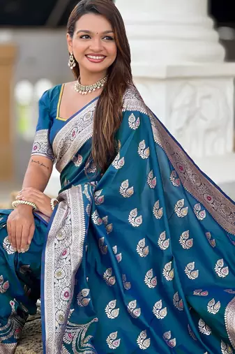 soft litchi art silk banarasi art silk jacquard saree (banarasi-15-morpich)