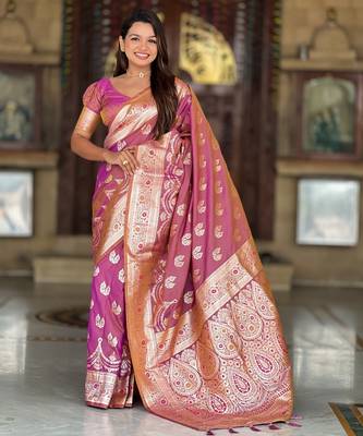 soft litchi art silk banarasi art silk jacquard saree (banarasi-15-onion) 2