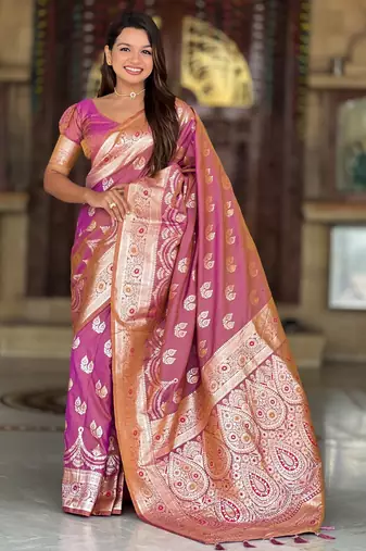 soft litchi art silk banarasi art silk jacquard saree (banarasi-15-onion)