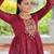 Georgette Kutchi Gamthi Semi-Stitched Kurta with Matching Flared Lehenga – Maroon