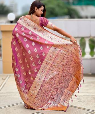 soft litchi art silk banarasi art silk jacquard saree (banarasi-15-onion) 3