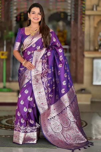 soft litchi art silk banarasi art silk jacquard saree (banarasi-15-purple)