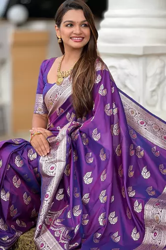 soft litchi art silk banarasi art silk jacquard saree (banarasi-15-purple)