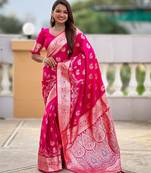 soft litchi art silk banarasi art silk jacquard saree (banarasi-15-rani-pink)