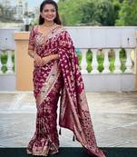 soft dola art silk fancy jacquard bollywood saree (dola-flower-valley-wine)