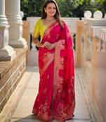 soft dola art silk fancy jacquard bollywood saree (dola-morni-pink)