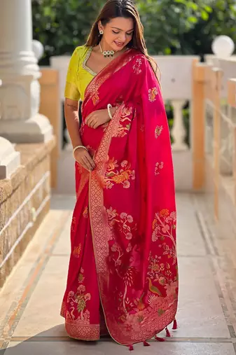 soft dola art silk fancy jacquard bollywood saree (dola-morni-pink)