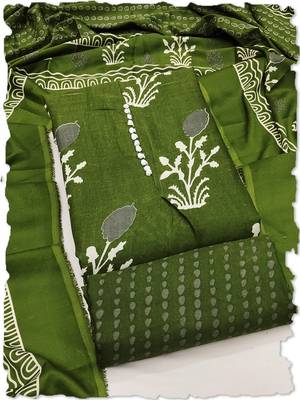 olive green cotton salwar suit dress material 1