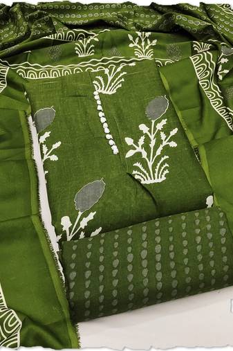 olive green cotton salwar suit dress material