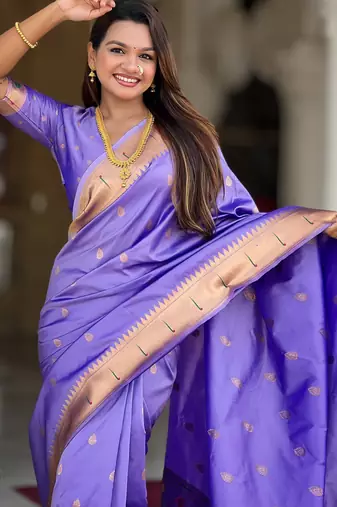 soft litchi art silk paithani jacquard saree (ganpati-paithani-lavender)
