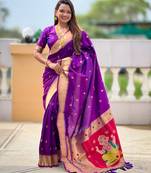 soft litchi art silk paithani jacquard saree (ganpati-paithani-magenta)