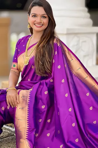soft litchi art silk paithani jacquard saree (ganpati-paithani-magenta)