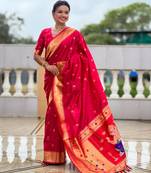 soft litchi art silk paithani jacquard saree (ganpati-paithani-rani-pink)