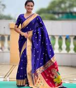soft litchi art silk paithani jacquard saree (ganpati-paithani-violet)