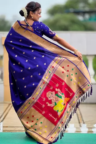 soft litchi art silk paithani jacquard saree (ganpati-paithani-violet)
