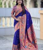 soft litchi art silk paithani jacquard saree (harmony-paithani-2-violet)