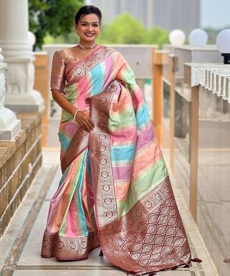 soft litchi art silk fancy jacquard bollywood saree (multi-colour-maroon) 1