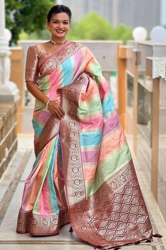 soft litchi art silk fancy jacquard bollywood saree (multi-colour-maroon)