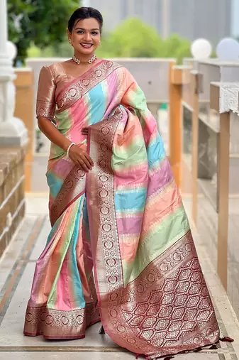 soft litchi art silk fancy jacquard bollywood saree (multi-colour-maroon)