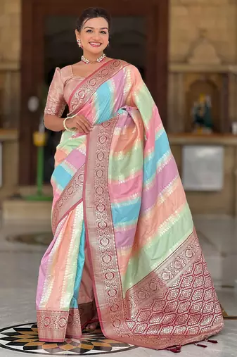 soft litchi art silk fancy jacquard bollywood saree (multi-colour-maroon)