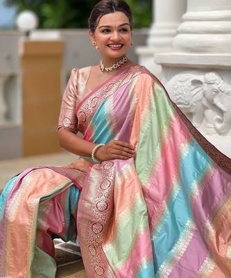 soft litchi art silk fancy jacquard bollywood saree (multi-colour-maroon) 4