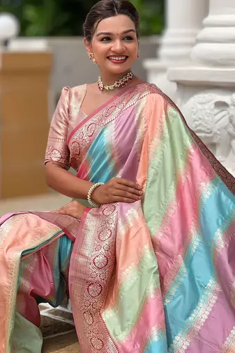 soft litchi art silk fancy jacquard bollywood saree (multi-colour-maroon)