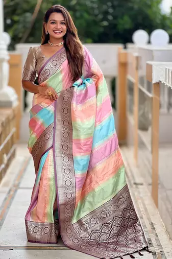 soft litchi art silk fancy jacquard bollywood saree (multi-colour-wine)