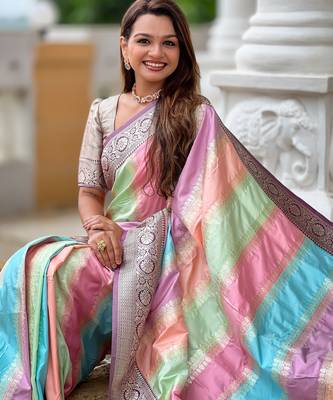 soft litchi art silk fancy jacquard bollywood saree (multi-colour-wine) 4