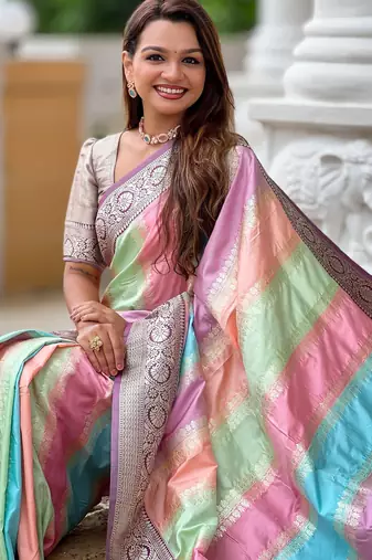 soft litchi art silk fancy jacquard bollywood saree (multi-colour-wine)