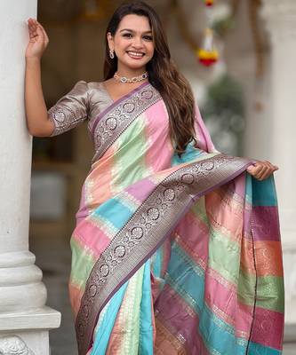 soft litchi art silk fancy jacquard bollywood saree (multi-colour-wine) 5