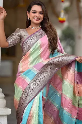 soft litchi art silk fancy jacquard bollywood saree (multi-colour-wine)