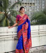 soft litchi art silk paithani jacquard saree (neeta-blue)