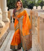 soft litchi art silk paithani jacquard saree (peacock-paithani-mustrad)