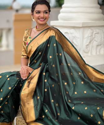 soft litchi art silk paithani jacquard saree (raffel-paithani-b-green) 4