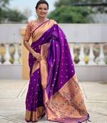soft litchi art silk paithani jacquard saree (raffel-paithani-magenta)