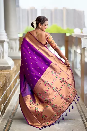 soft litchi art silk paithani jacquard saree (raffel-paithani-magenta)