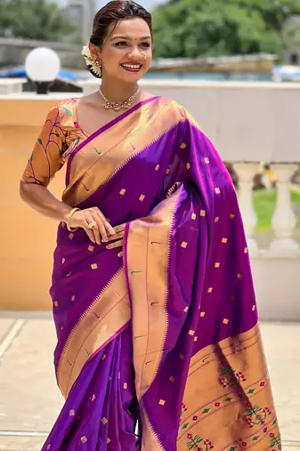 soft litchi art silk paithani jacquard saree (raffel-paithani-magenta)