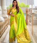soft litchi art silk paithani jacquard saree (raffel-paithani-parrot)