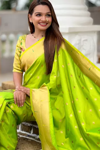 soft litchi art silk paithani jacquard saree (raffel-paithani-parrot)