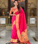 soft litchi art silk paithani jacquard saree (raffel-paithani-rani-pink)