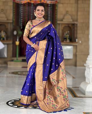 soft litchi art silk paithani jacquard saree (raffel-paithani-violet) 1