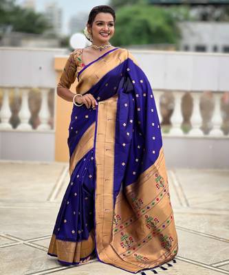 soft litchi art silk paithani jacquard saree (raffel-paithani-violet) 2