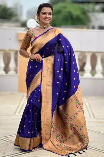 soft litchi art silk paithani jacquard saree (raffel-paithani-violet)